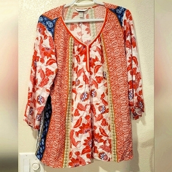 CJ Banks Tops - EUC CJ Banks X (Sz 14) Top Multicolor Patterned Lightweight, Pretty Details Boho
